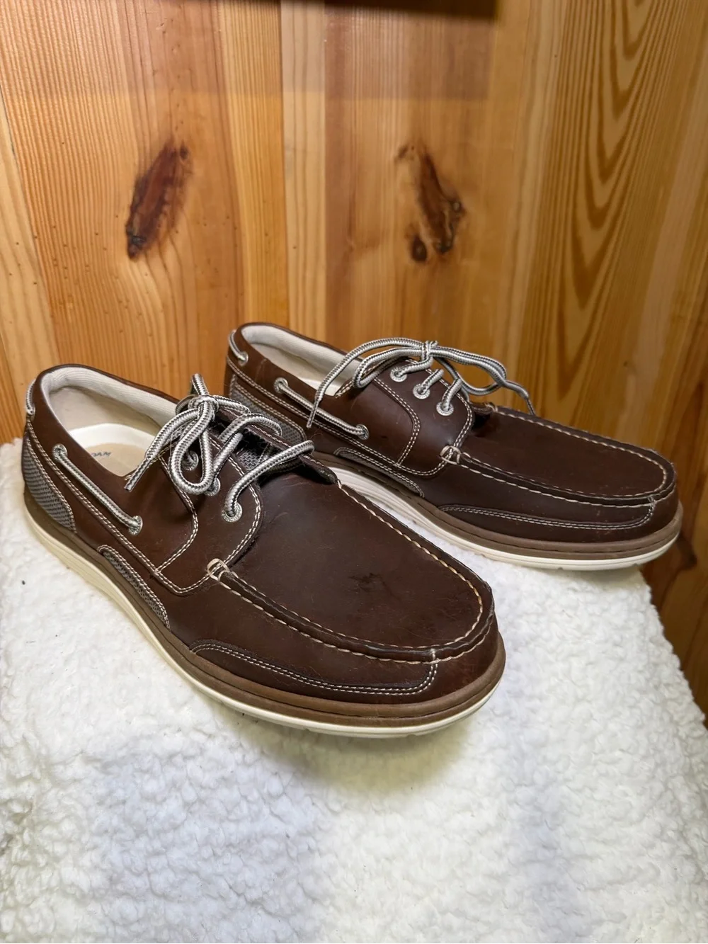 Chaps Men's Brown Leather Boat Shoes